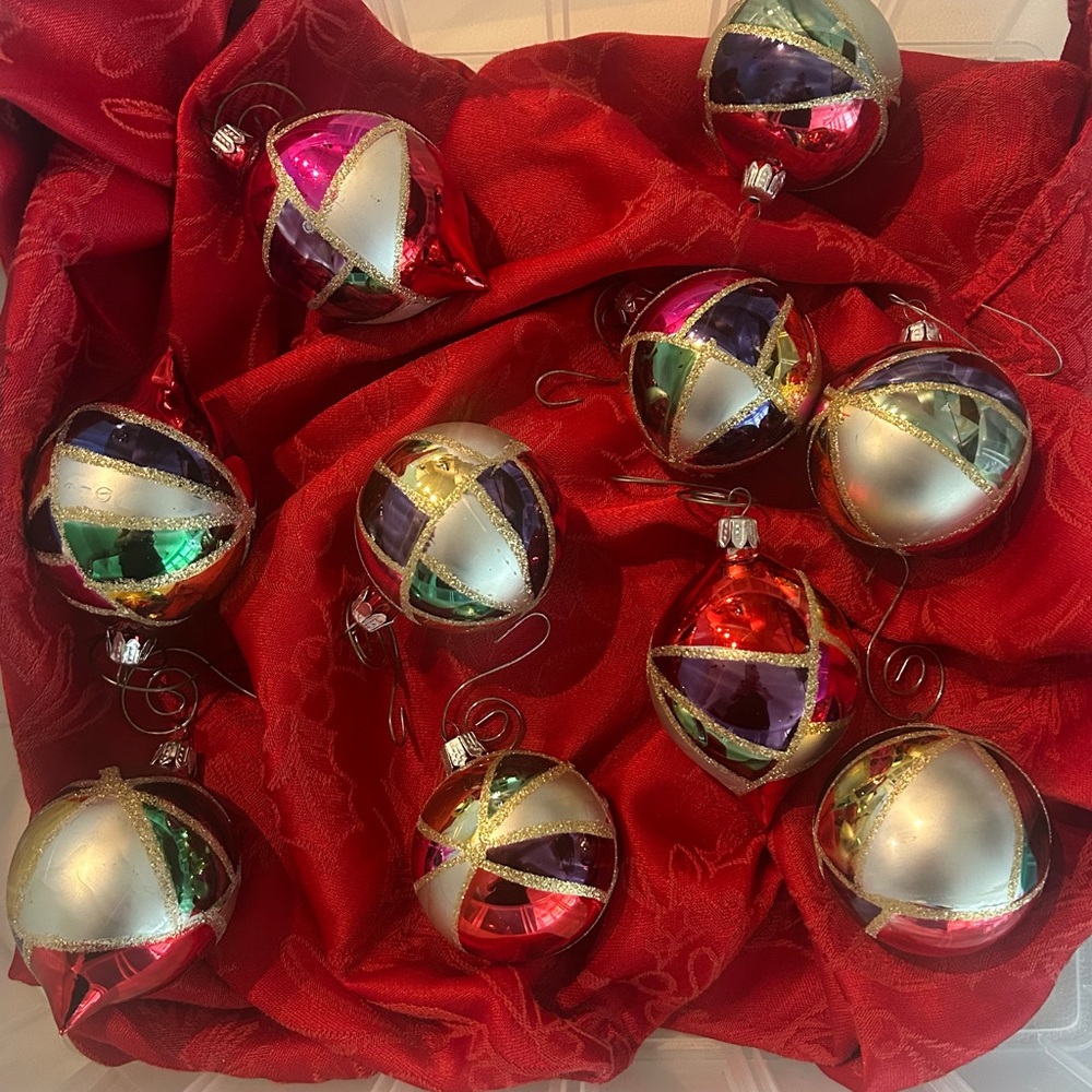 Festive Multicolor Holiday Ornaments Set ..